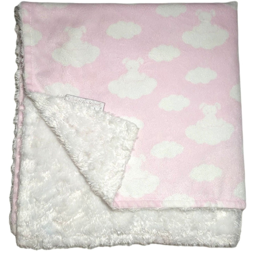 Blankets & Beyond Pink White Cloud Bunny Puppy Shaggy Blanket Lovey Girl